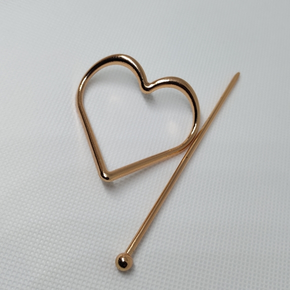 Gold Heart Hair Barrette Pin - Picture 2 of 3